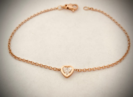Bracciale in oro e diamante a cuore