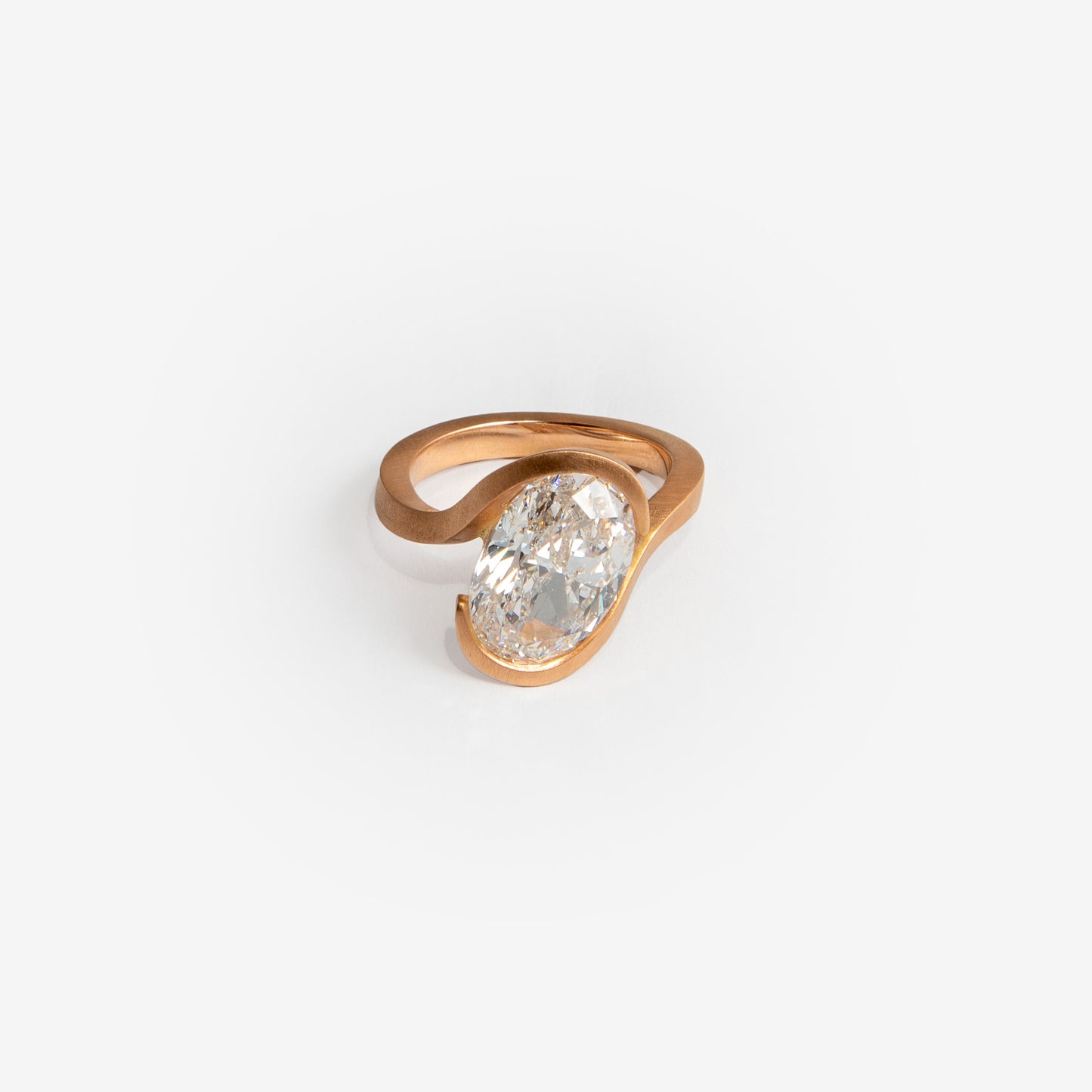 ANELLO ORO ROSA DIAMANTE OVALE