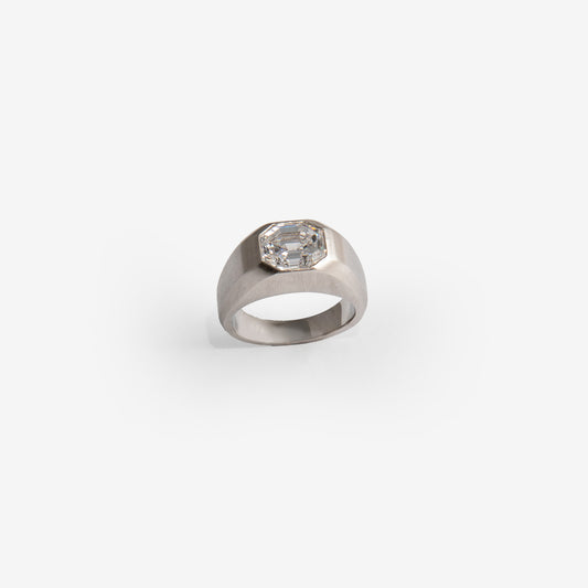 Anello in oro bianco sabbiato