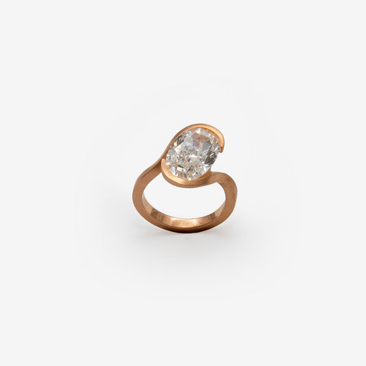 ANELLO ORO ROSA DIAMANTE OVALE