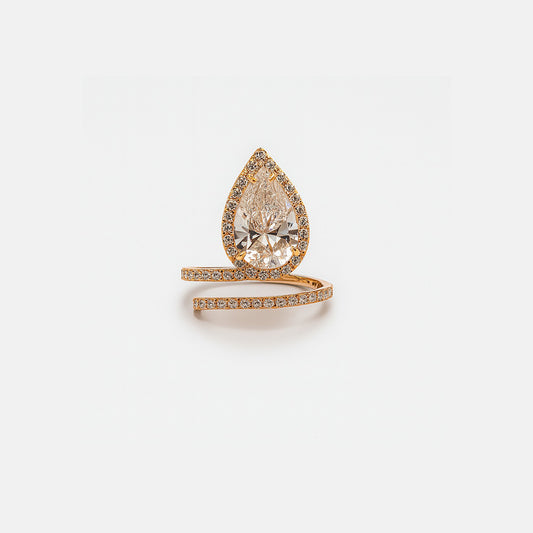 Anello serpente con diamante a goccia