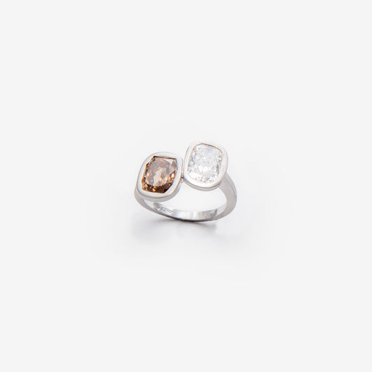 ANELLO BILOGY IN ORO BIANCO SABBIATO