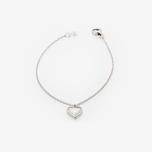 BRACCIALE CON DIAMANTE A CUORE TAGLIO A ROSETTA